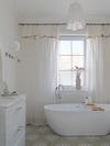 flowy white bathroom curtains