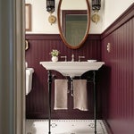 eggplant bathroom with console sink