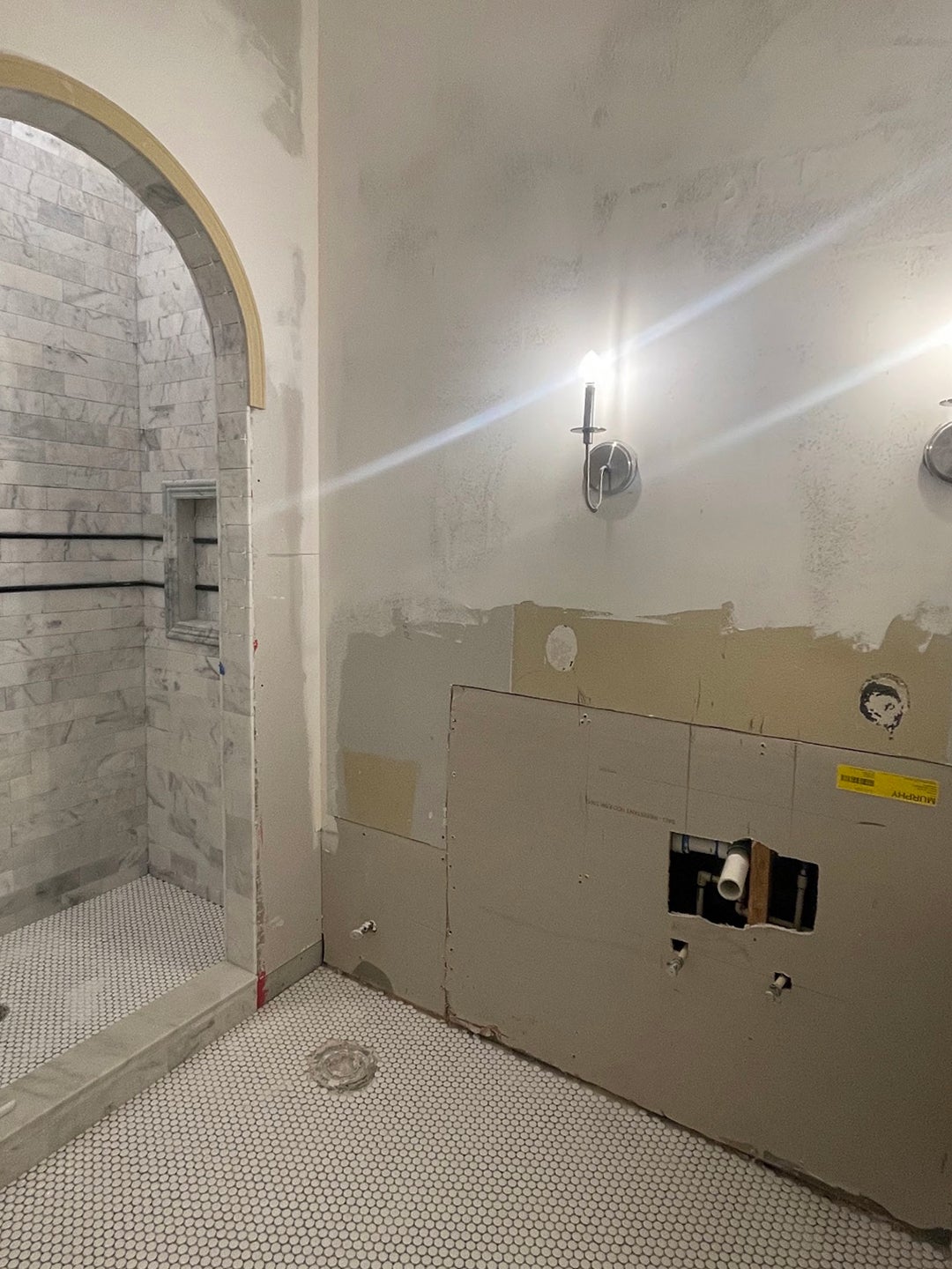 bathroom gutted mid-renovation