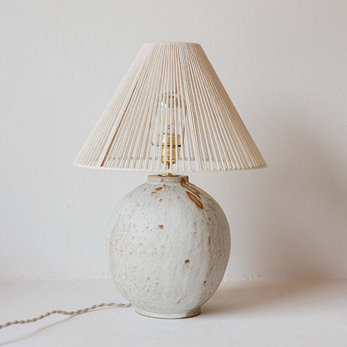 Gres ceramics Lamp with Woven shade