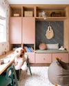 pink built in cabinets
