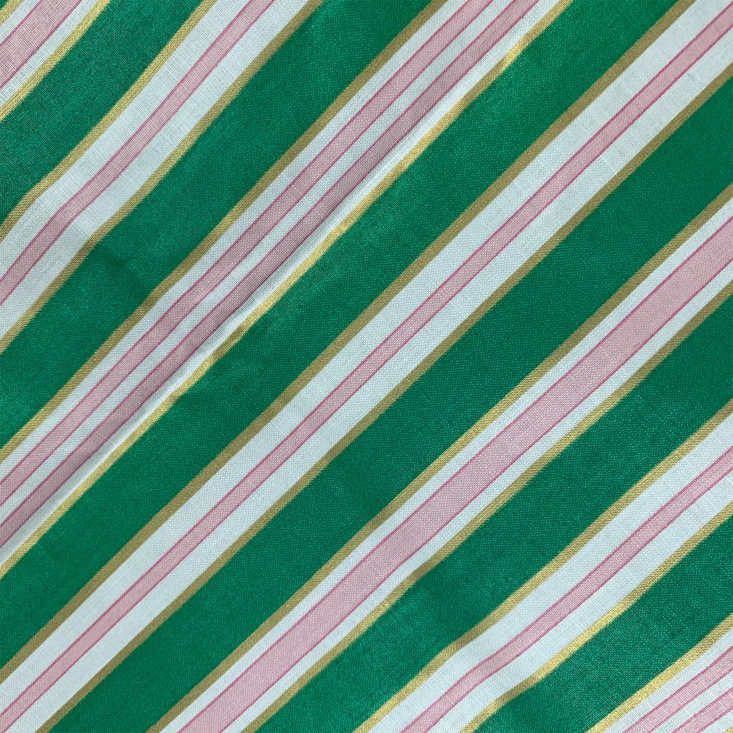 Vintage Schumacher Chintz Fabric Regal Stripe Green Pink Gold Stripes