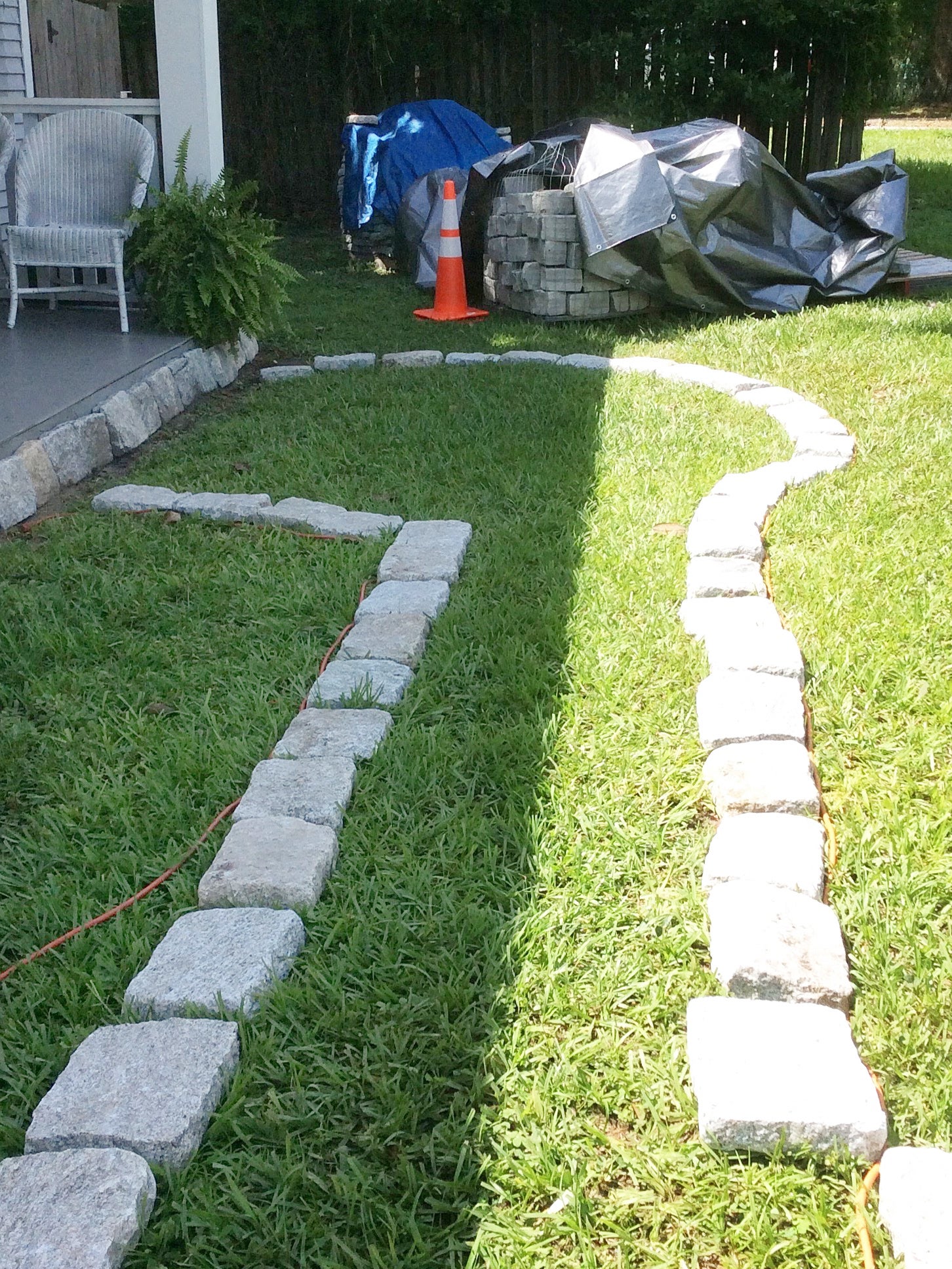 pavers being set in grass