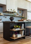 kitchen with slate blue counters