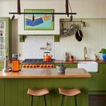 green kitchen island