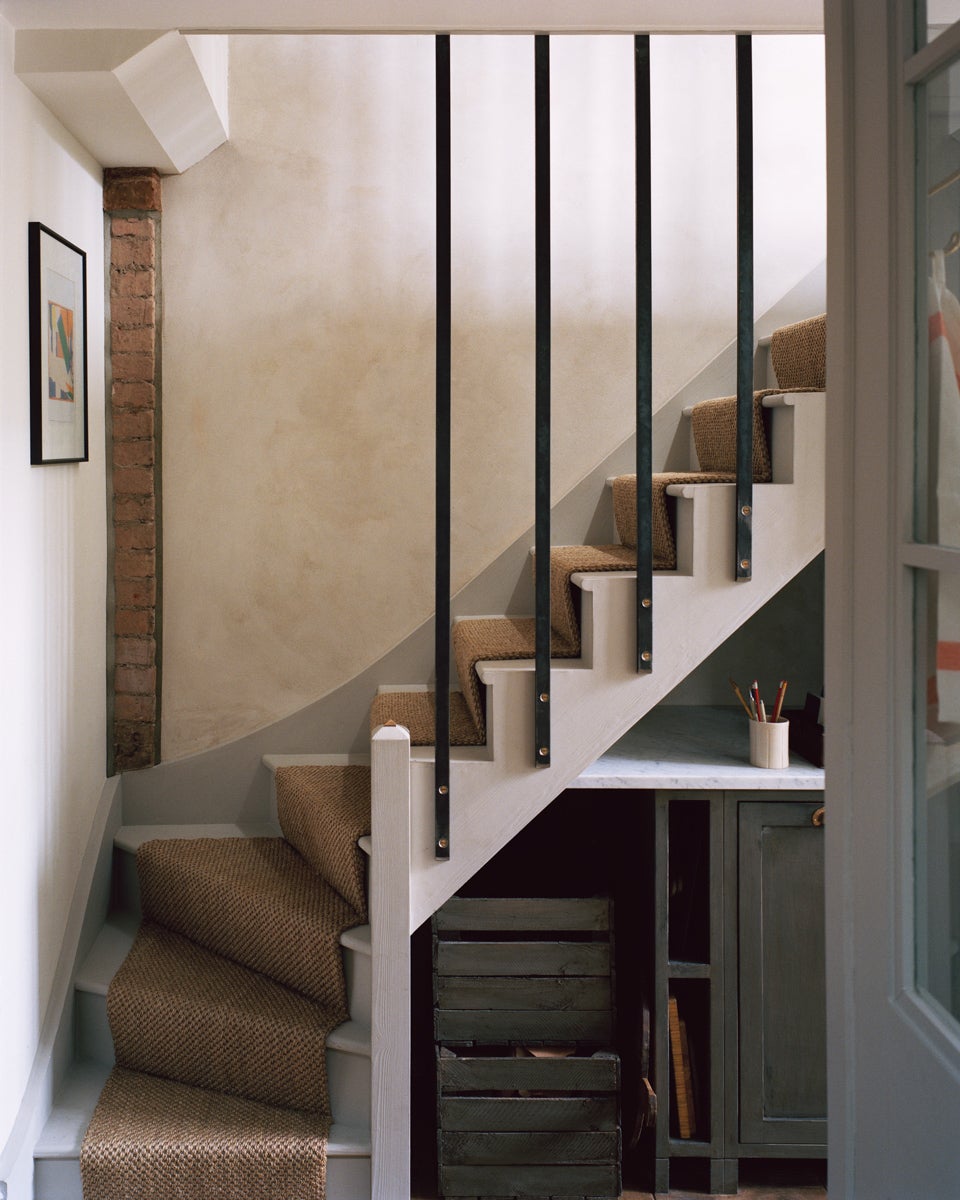 stairs with metal banisters