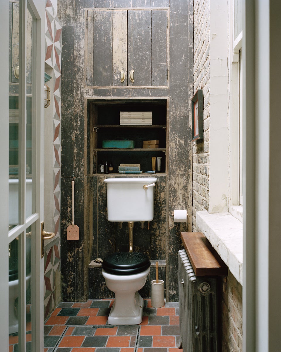 rustic toilet powder room