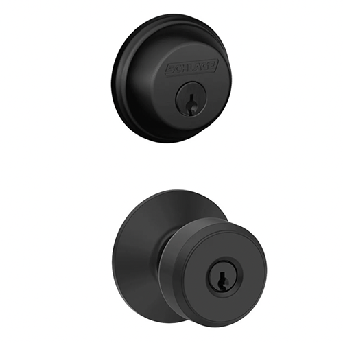 Black door knob and lock