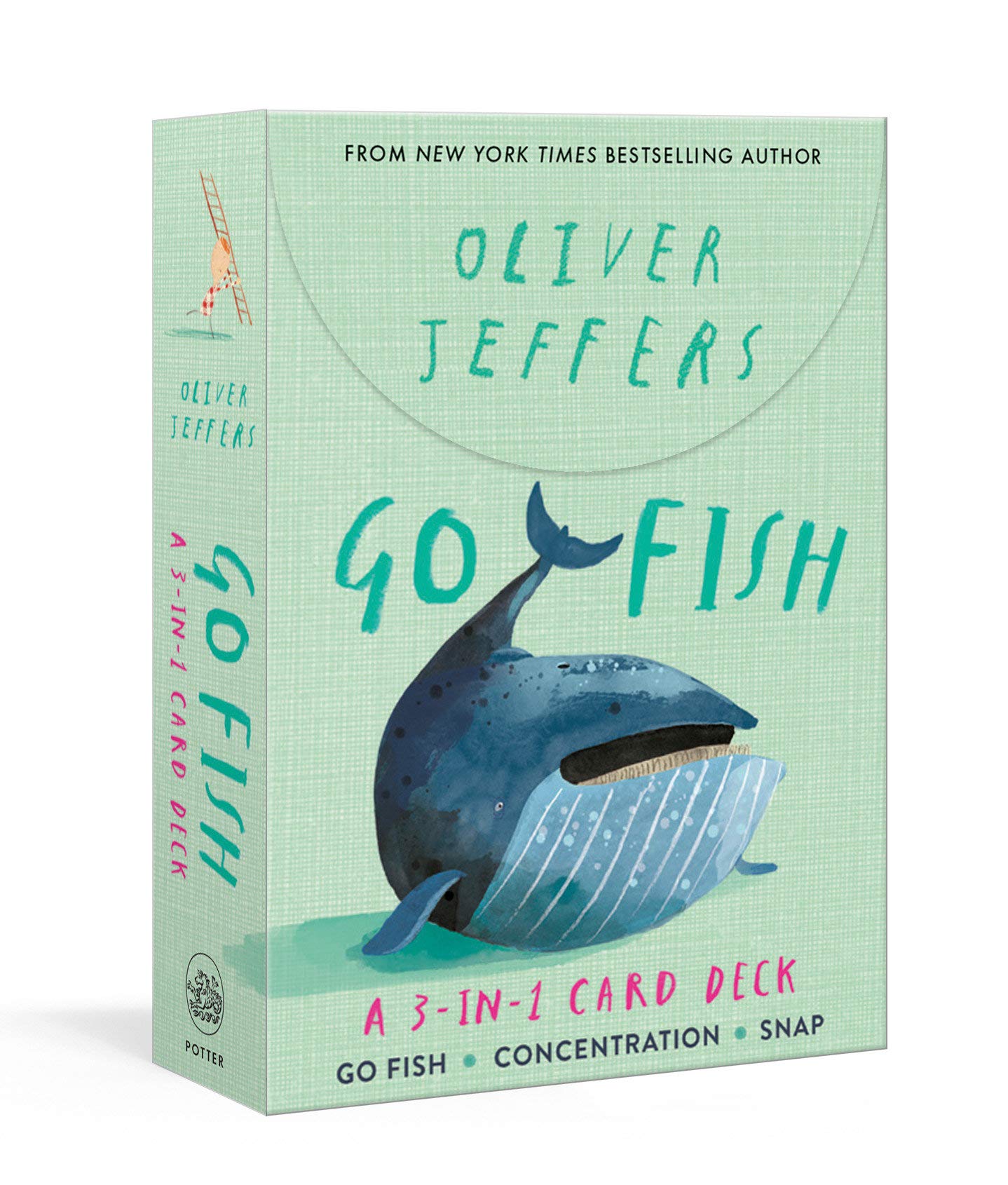 go fish card deck with whale illustration
