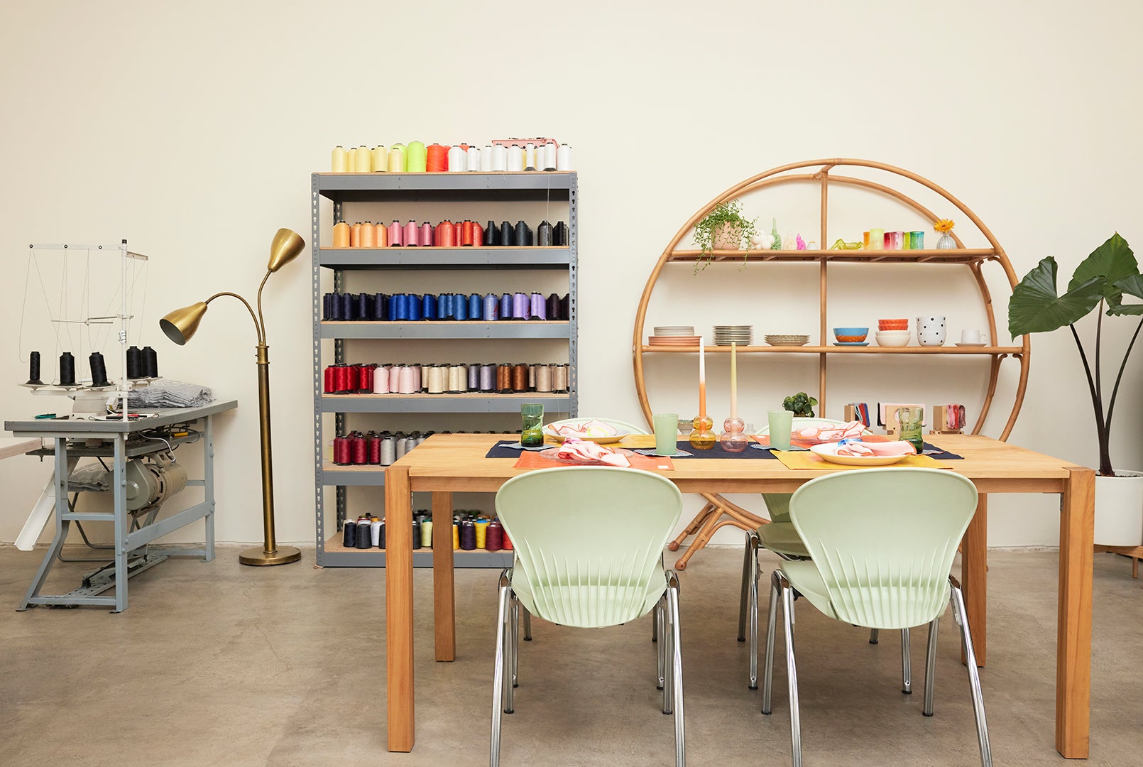 Rainbow-Colored Dining Chairs Are the Centerpiece of This L.A. Workspace