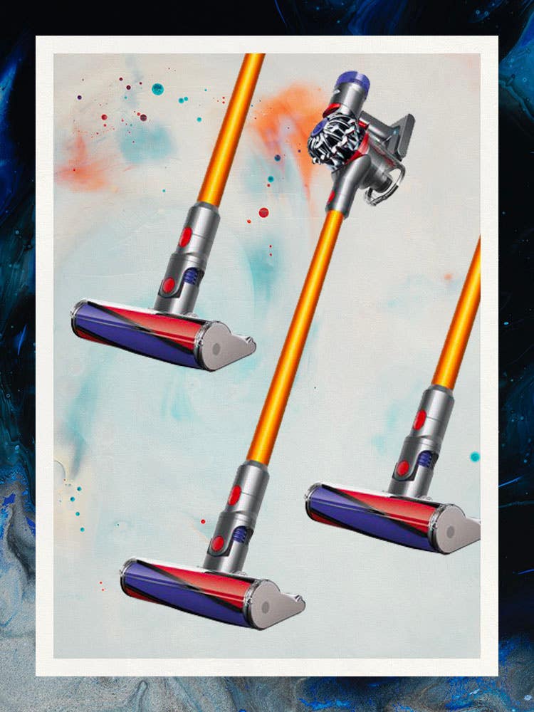 Three Dyson Vacuums on Watercolor Background