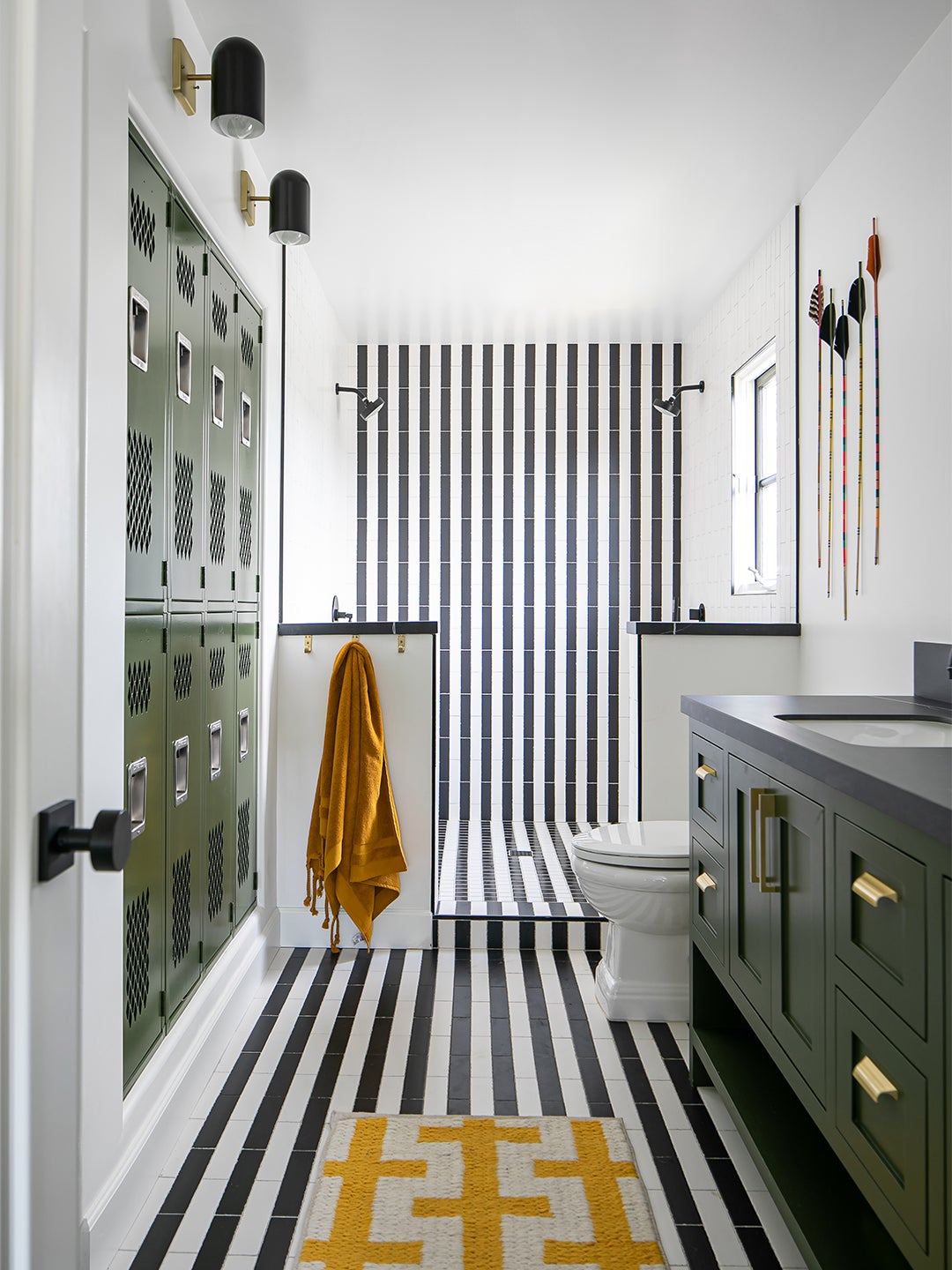 Striped bathroom tiles