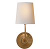 brass sconce with linen shade