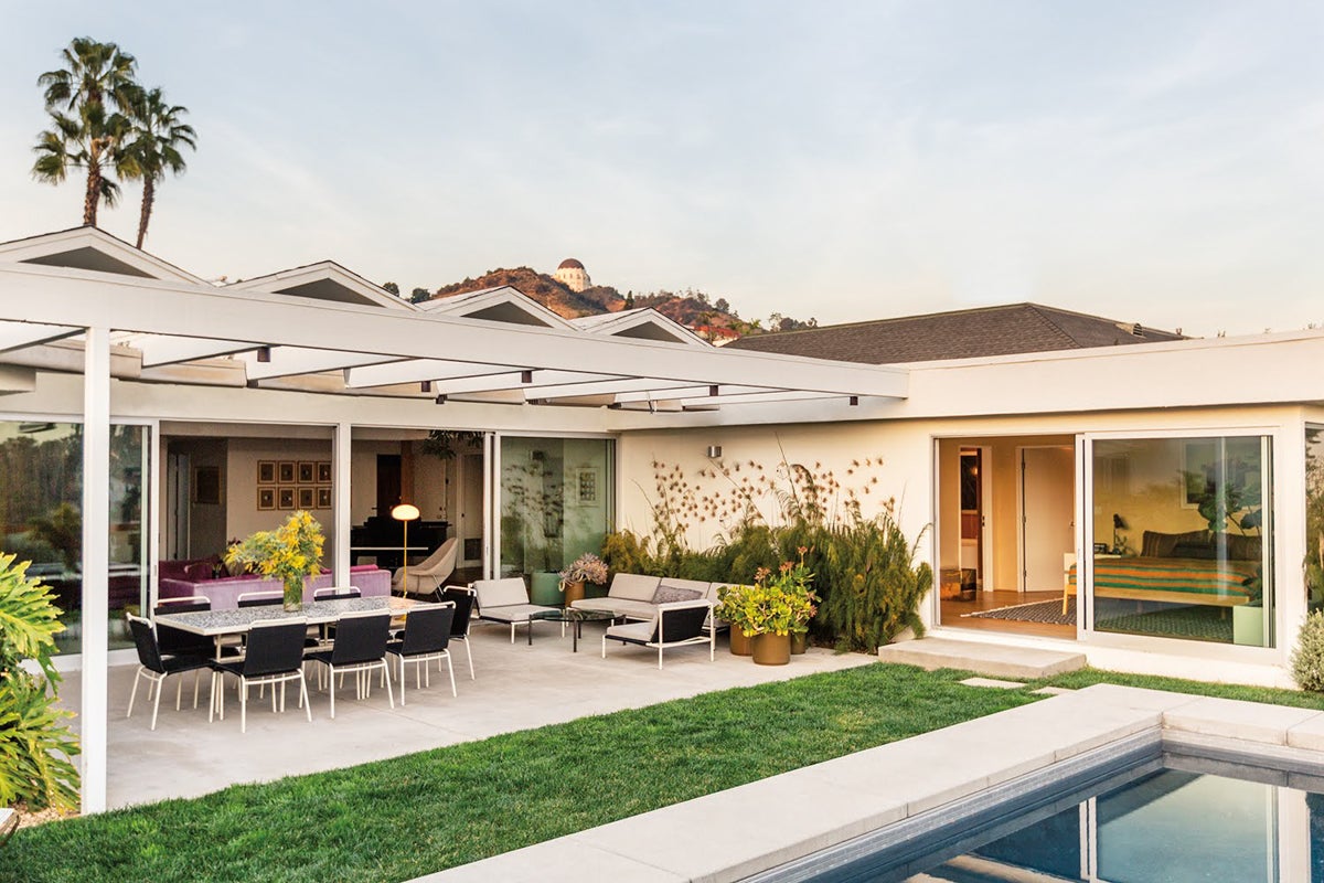 michelle nader residence covered poolside patio