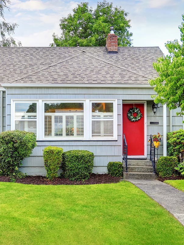 exterior of home with red door