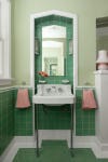 Green tile bathroom.