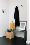 tiled bench in entry
