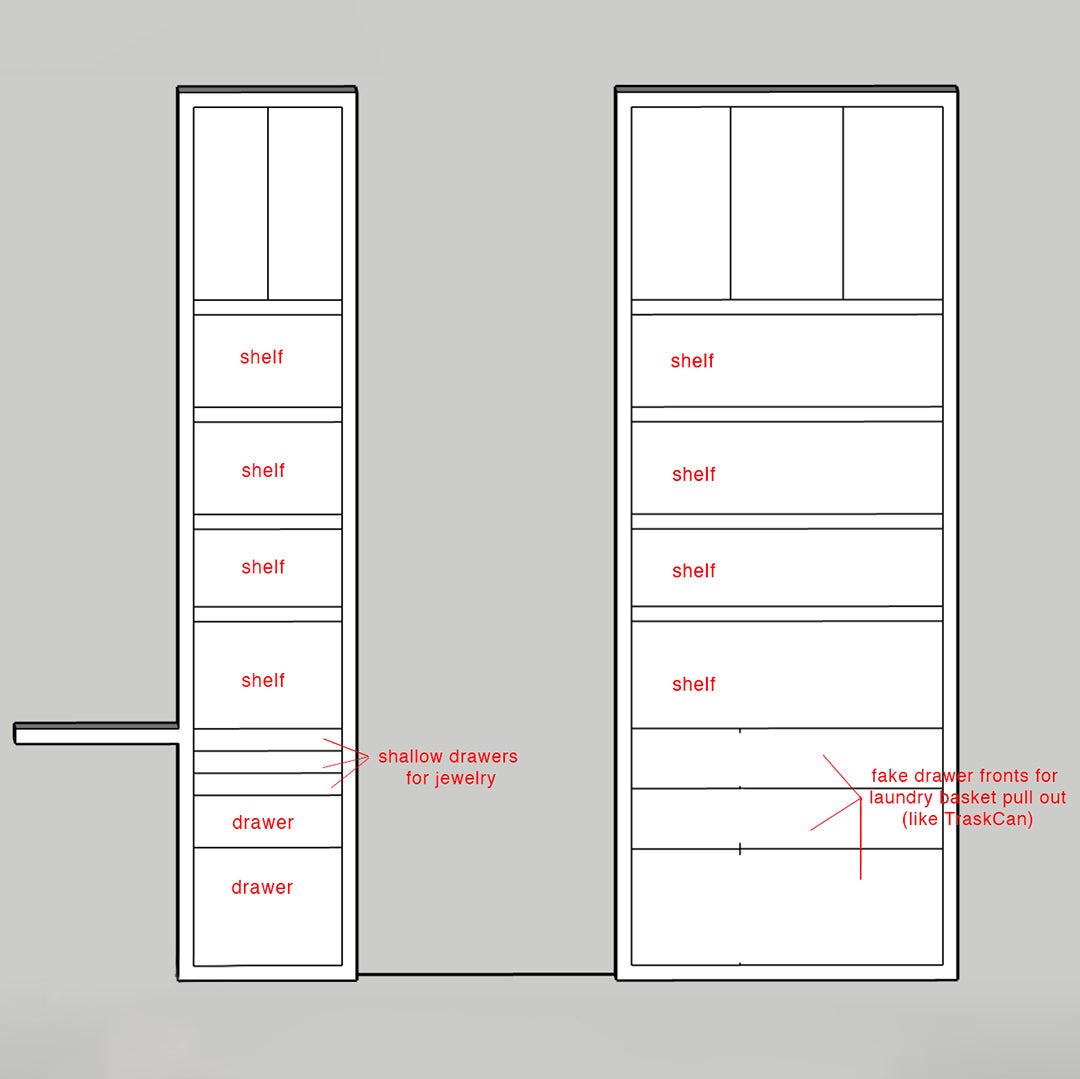 diagram of closet shelving system
