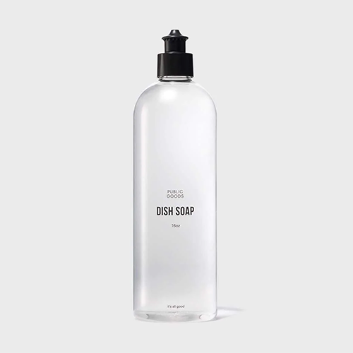Clear Container of Dish Soap by Public Goods