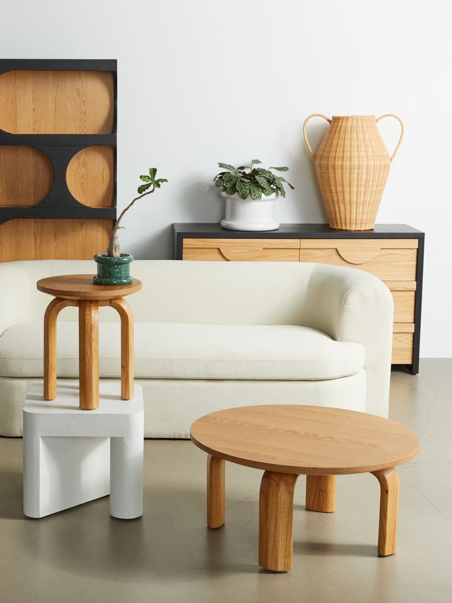 Assemble of chairs, coffee tables, bookcases, stools, and more from Urban Outfitters