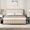 HITHOS Upholstered Queen Size Bed Frame with Storage