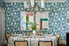 blue floral dining room