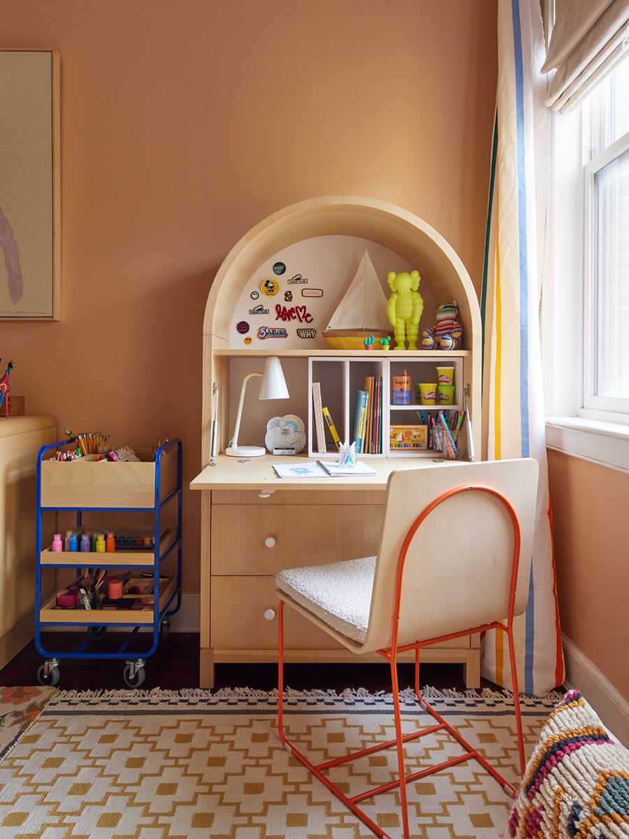 Crate & Kids Domino Collection Desk, Chair, and Art Cart in Estelle Bailey's kids room