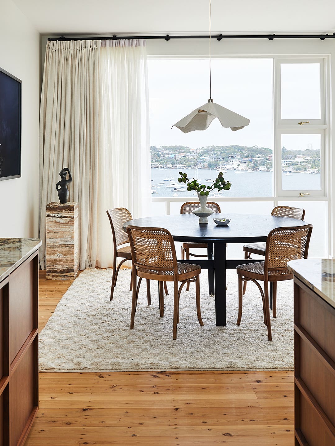 Boats Bob in the Background of This Sydney Home, But All Eyes Are on the Quartzite Kitchen Island