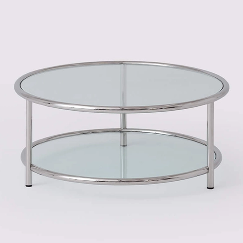 Stainless steel round coffee table with glass tops
