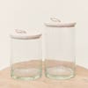 Glass Canisters by Jenni Kayne with wood and leather lids