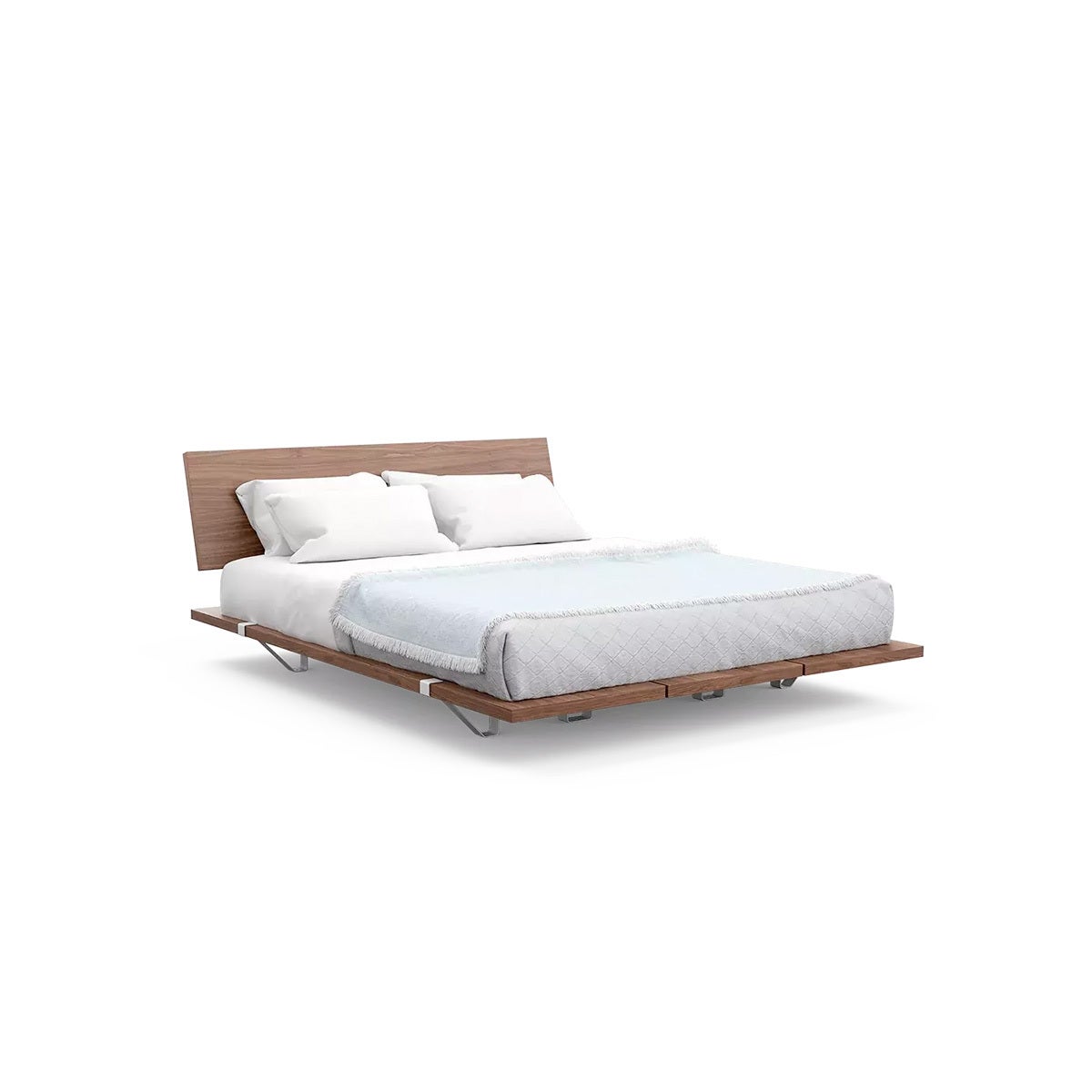 Walnut platform bed frame by floyd with headboard