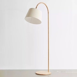 wood arched floor lamp