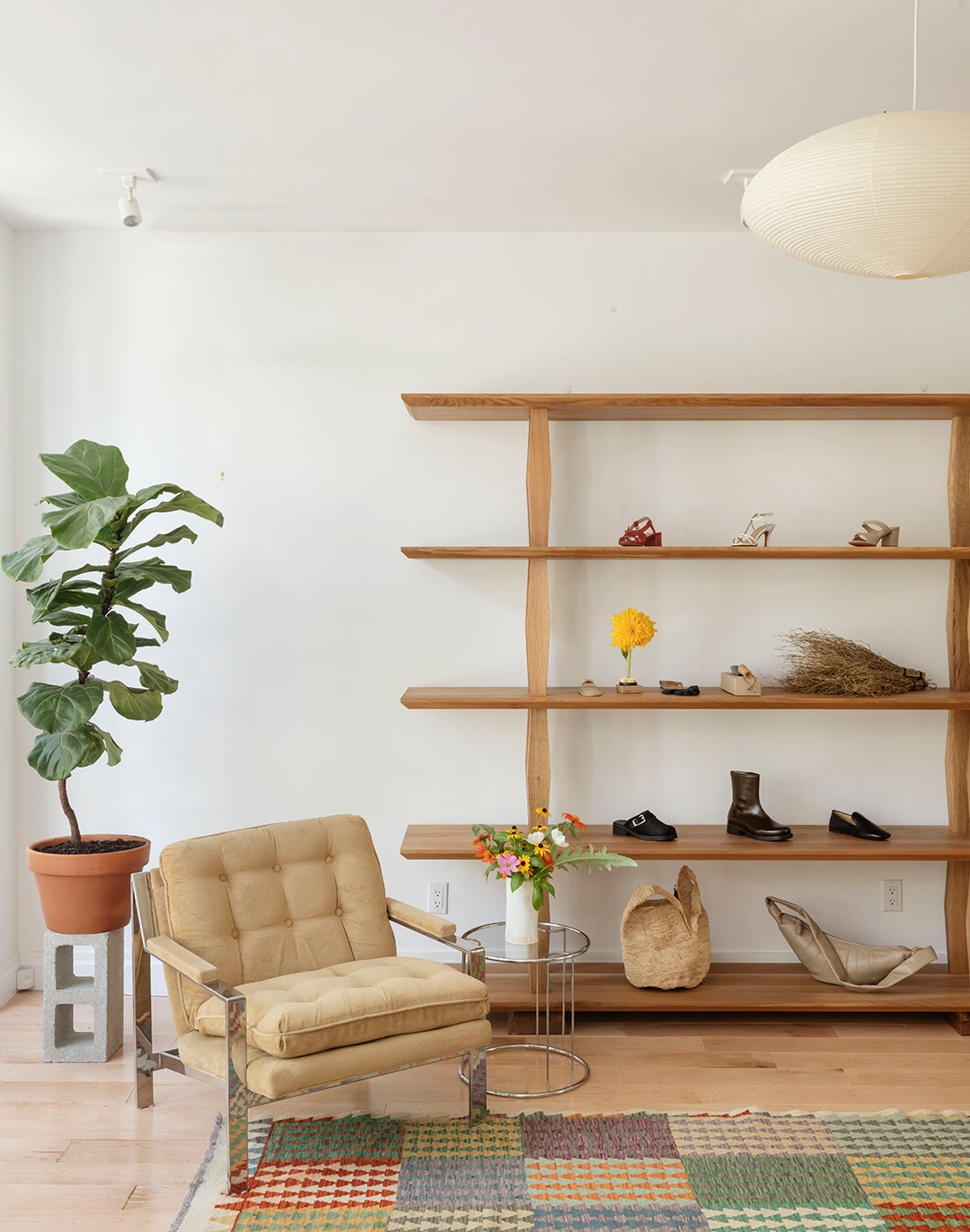 Wooden shelf and chair