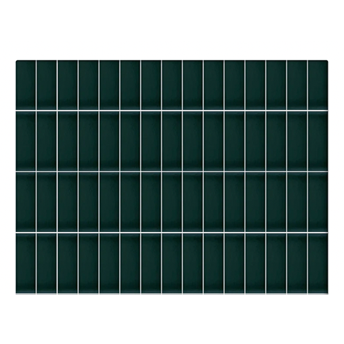 green panel of tile backsplash