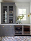 gray cabinets in pantry