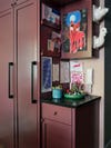 kitchen cabinet nook for knick knacks and supplies