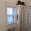gray shower curtain