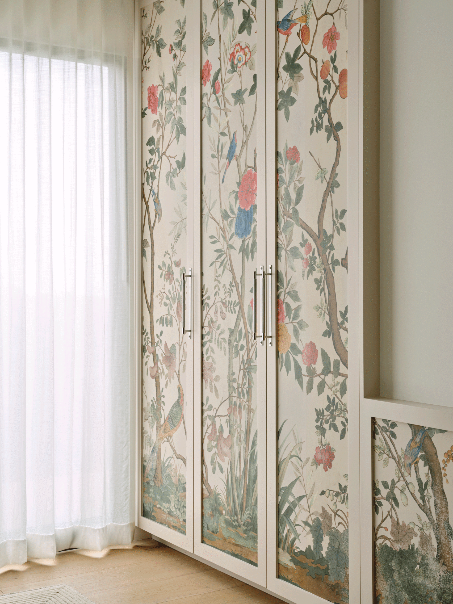 wallpapered closet doors