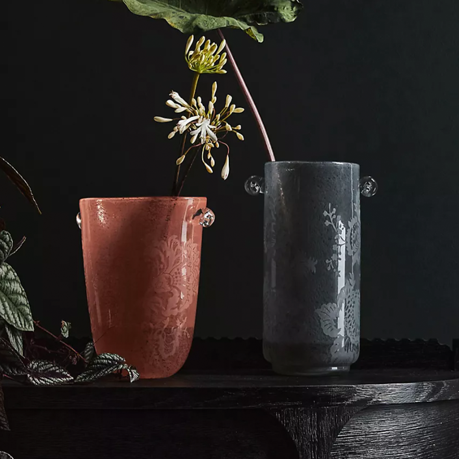 House of Hackney rose and gray glass vases