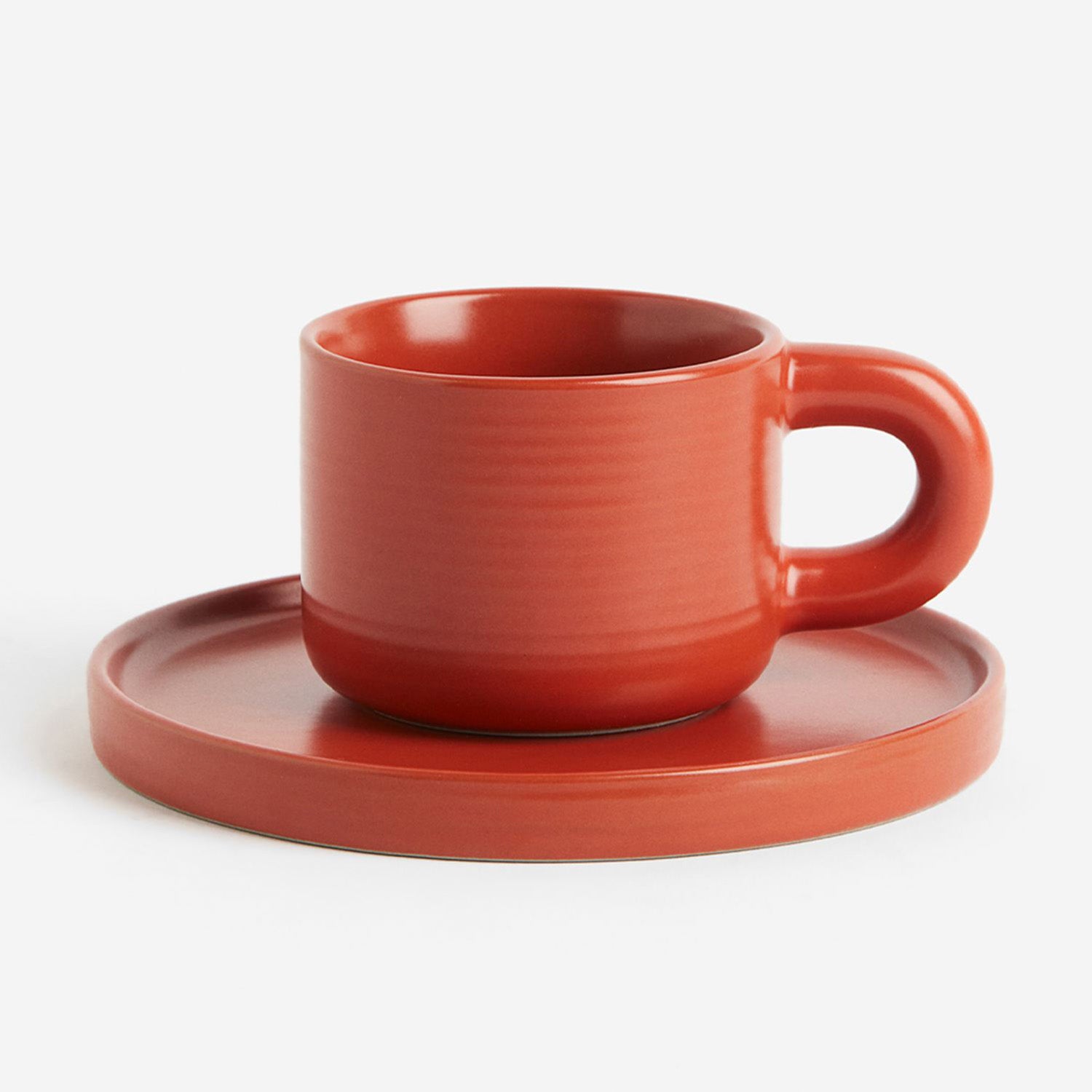 H&M Stoneware Mug and Saucer in Red