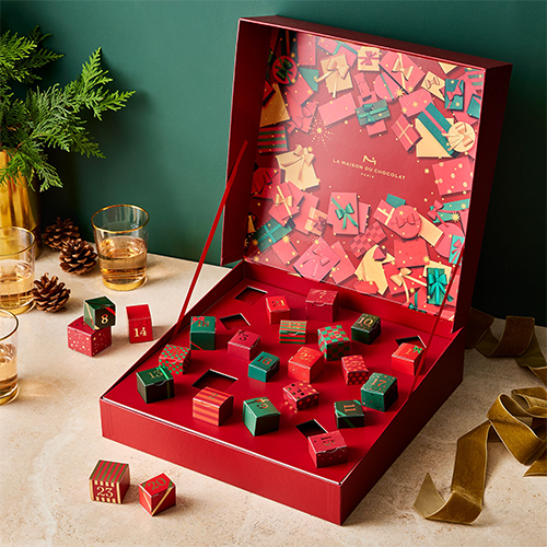 Red Advent Calendar by La Maison du Chocolat Filled With Gift Wrapped Candies