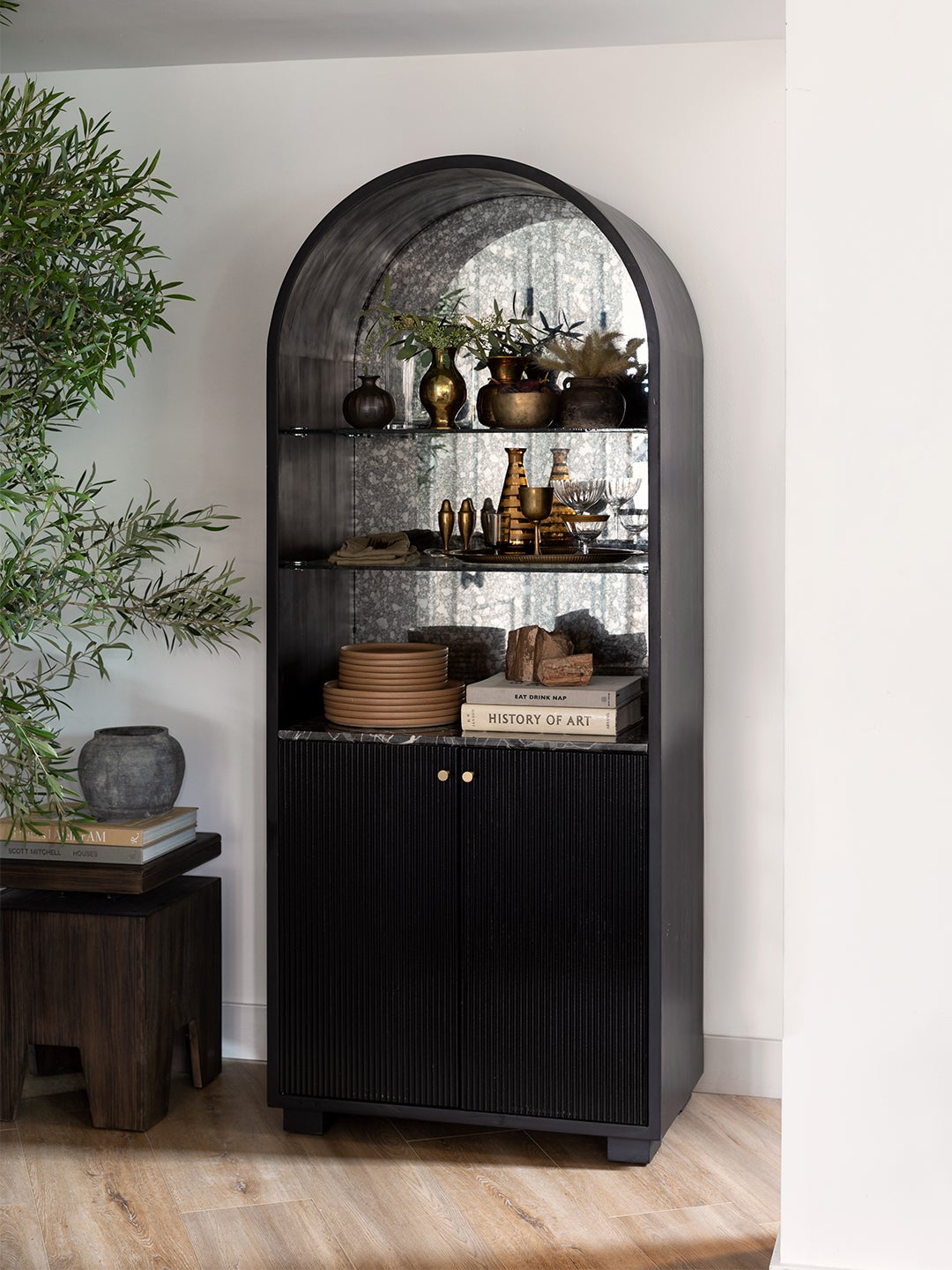 arched bar cabinet