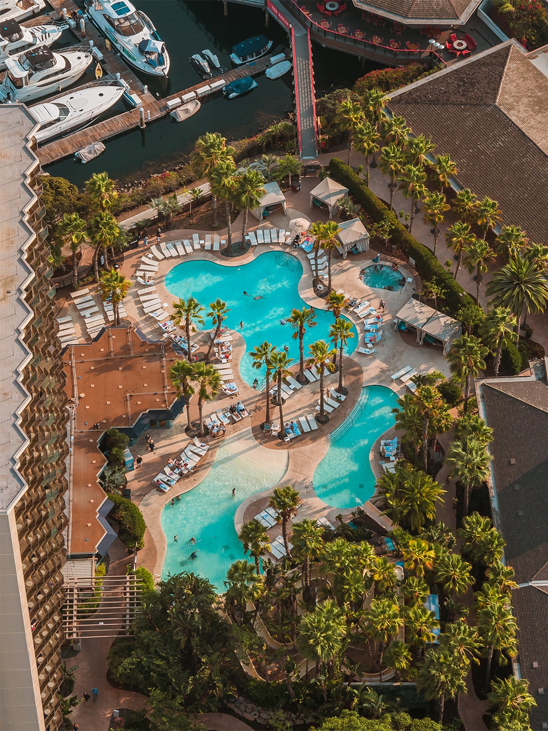 overhead of three pools at resort