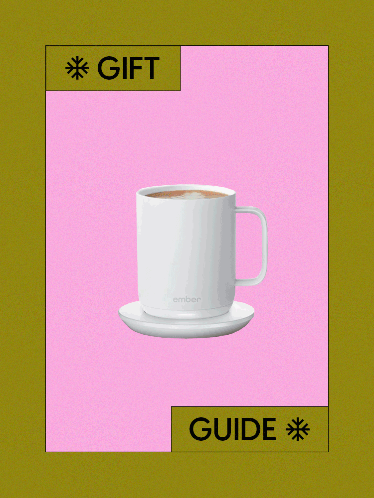Gift Guide Gift of Ember Mug, Method Soap, and Wood Cookbook Holder