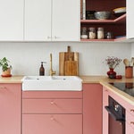 pink lower cabinets