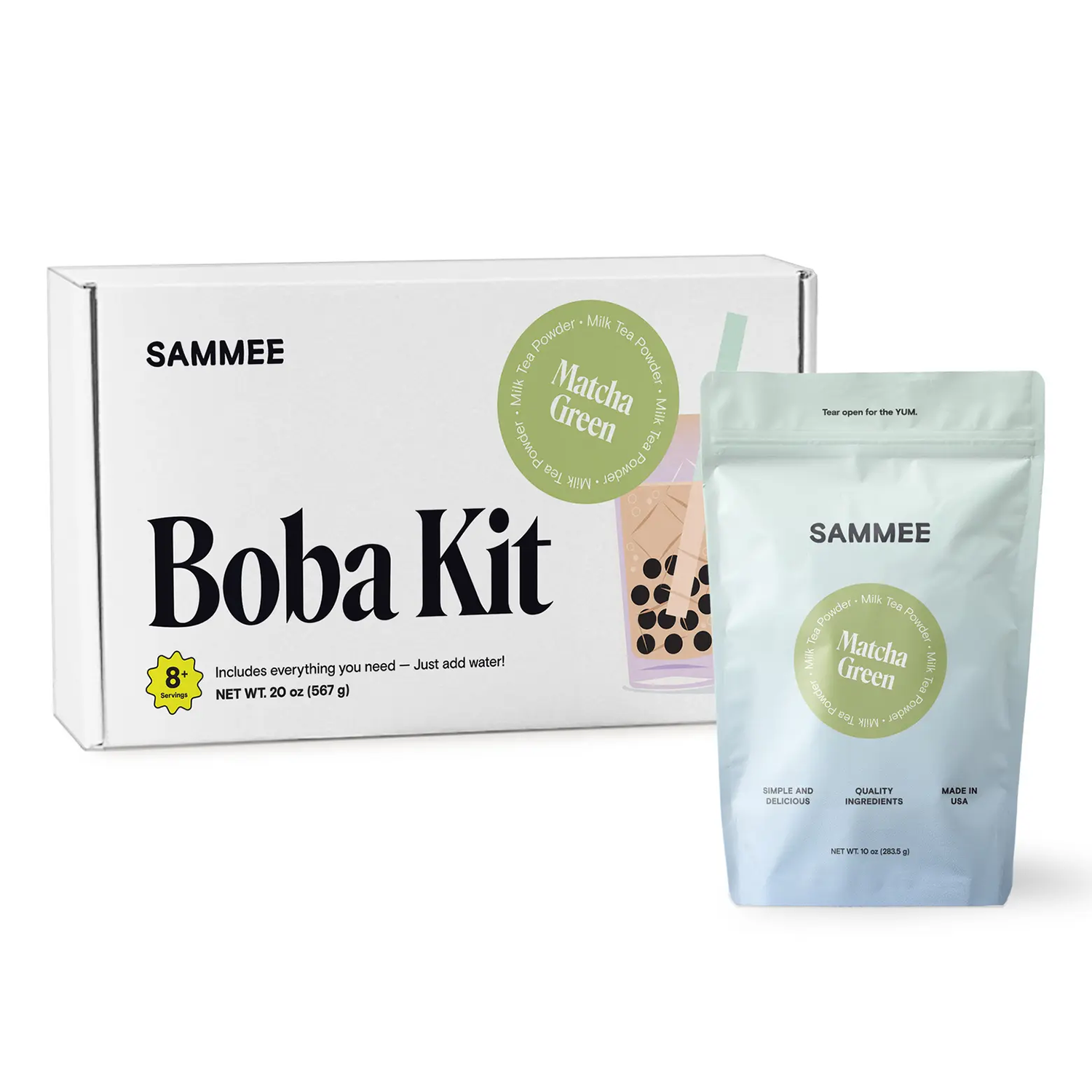 sammee matcha green milk tea powder boba kit