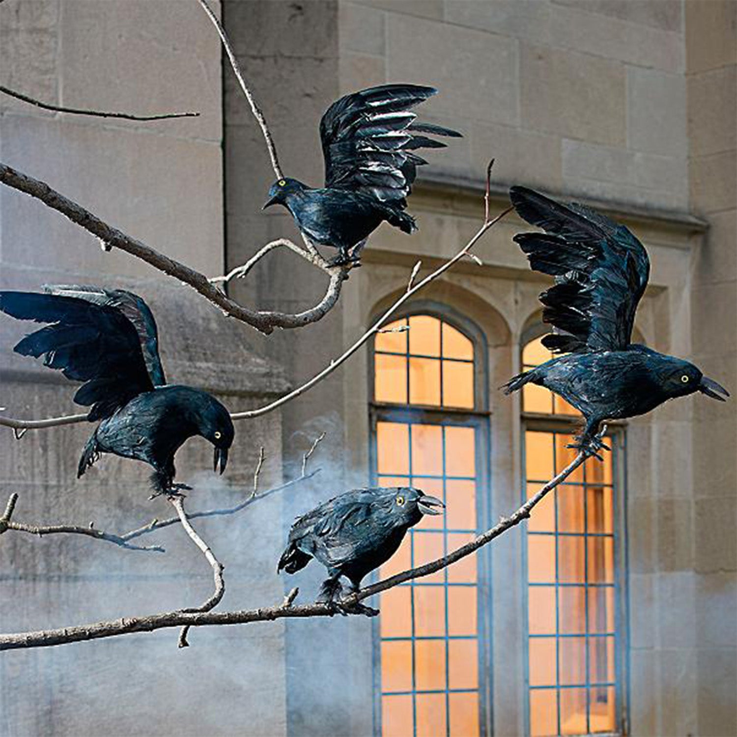 feathered crows outdoor decor for halloween