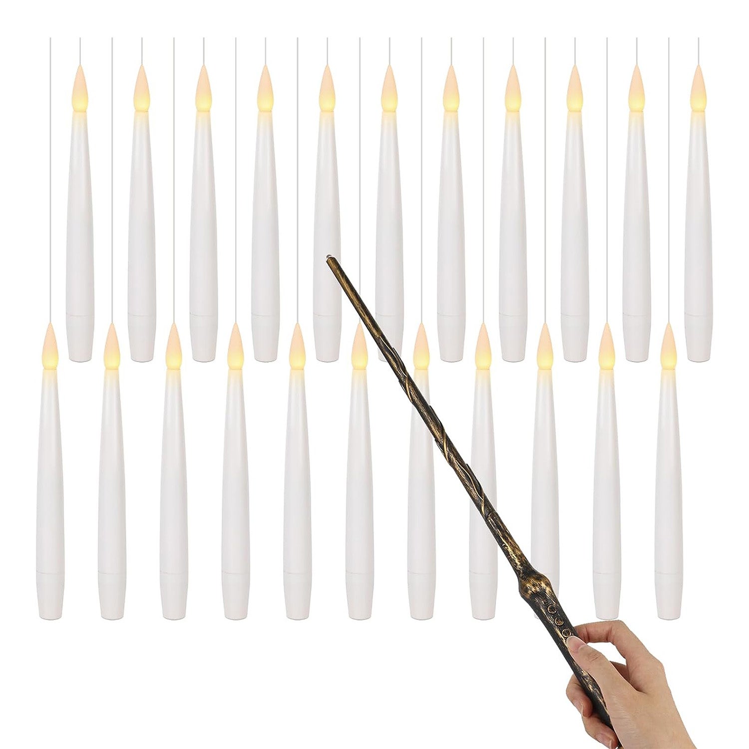 GenSwin 22pcs Flameless Taper Floating Candles with Magic Wand Remote