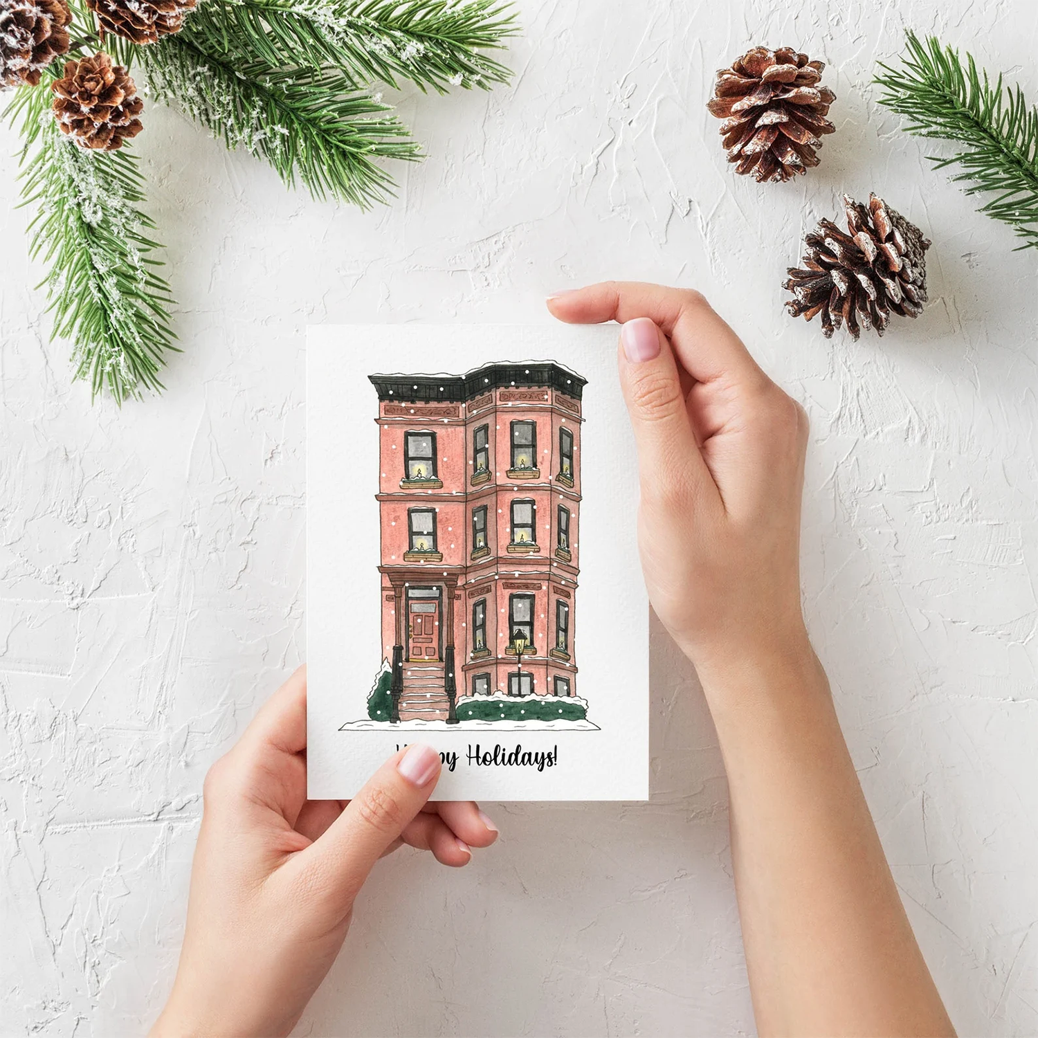brownstone holiday cards etsy