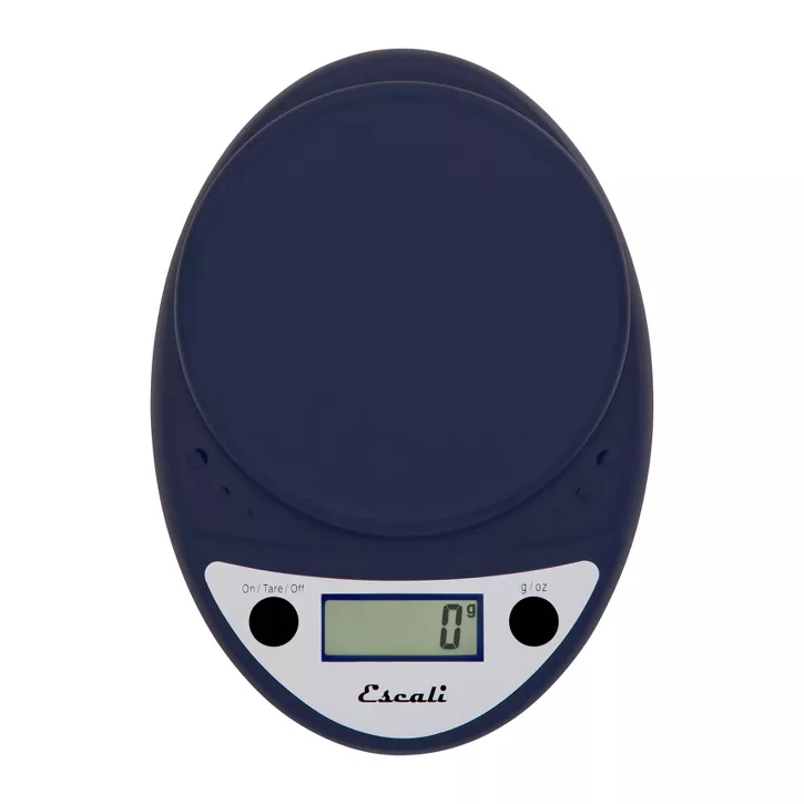 Navy Escali Primo food scale on a white background.